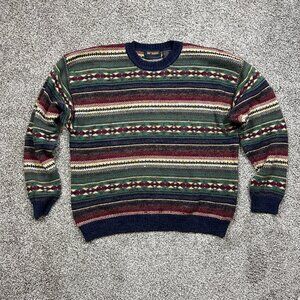Vintage Gulf Traders Sweater Mens XL Cotton Wool Blend Southwest Crew Neck 90s